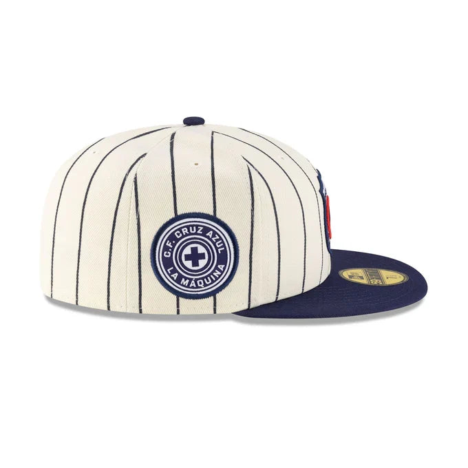 New Era Cruz Azul Retro Pinstripe 59FIFTY Fitted Hat product image 4, provided for visual reference and product detail review