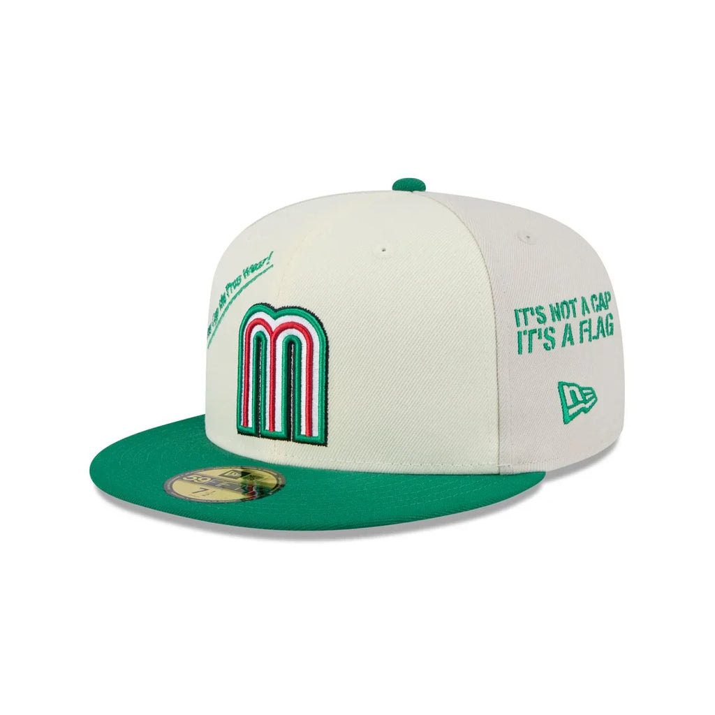New Era Mexico Anniversary Logos Stone 59FIFTY Fitted Hat-White/Green product image 2, provided for visual reference and