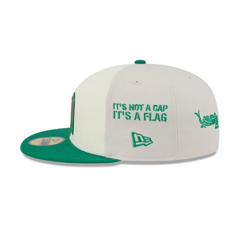 New Era Mexico Anniversary Logos Stone 59FIFTY Fitted Hat-White/Green product image 4, provided for visual reference and