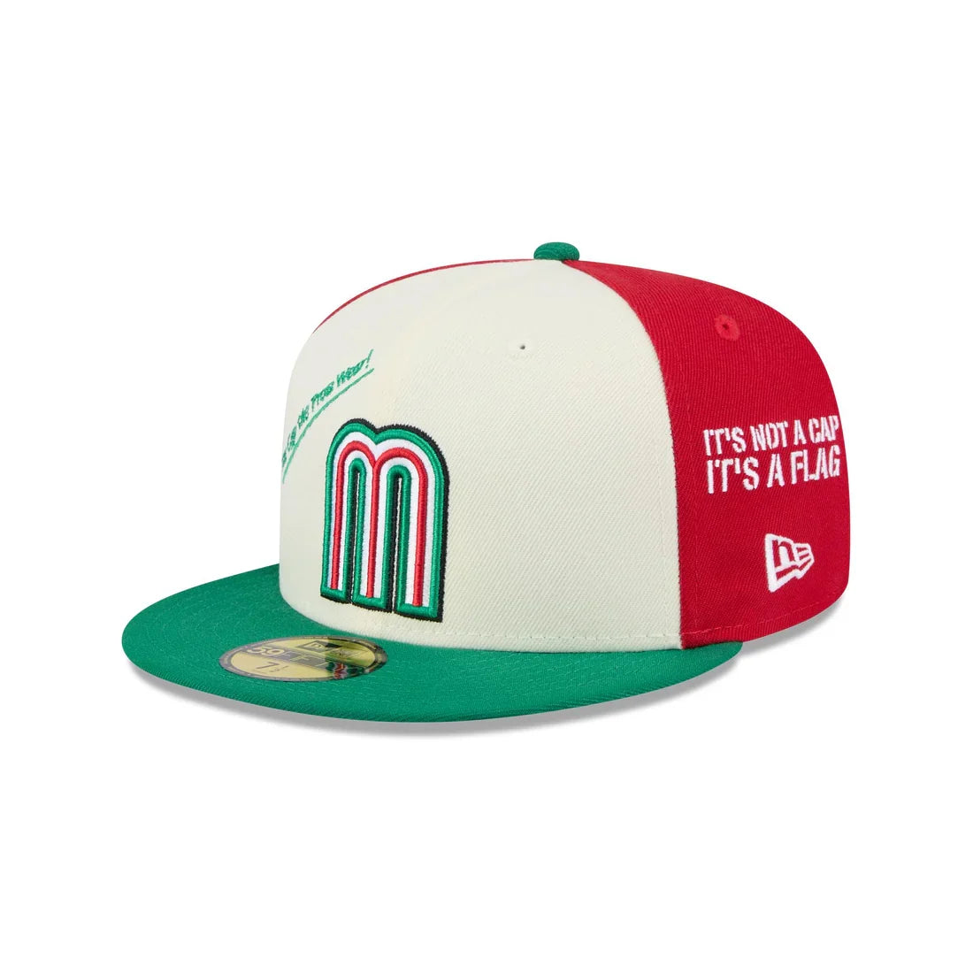 New Era Mexico Anniversary Logos 59FIFTY Fitted Hat-White/Green product image 2, provided for visual reference and product