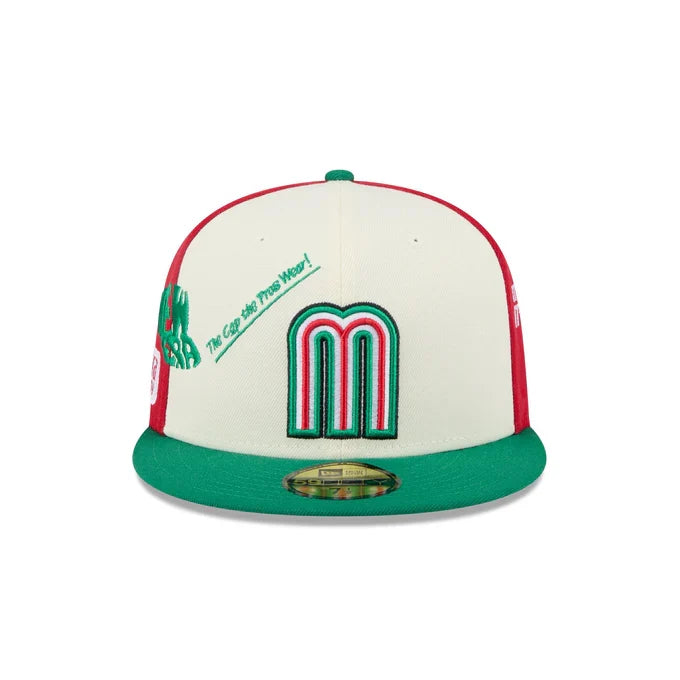 New Era Mexico Anniversary Logos 59FIFTY Fitted Hat-White/Green product image 3, provided for visual reference and product