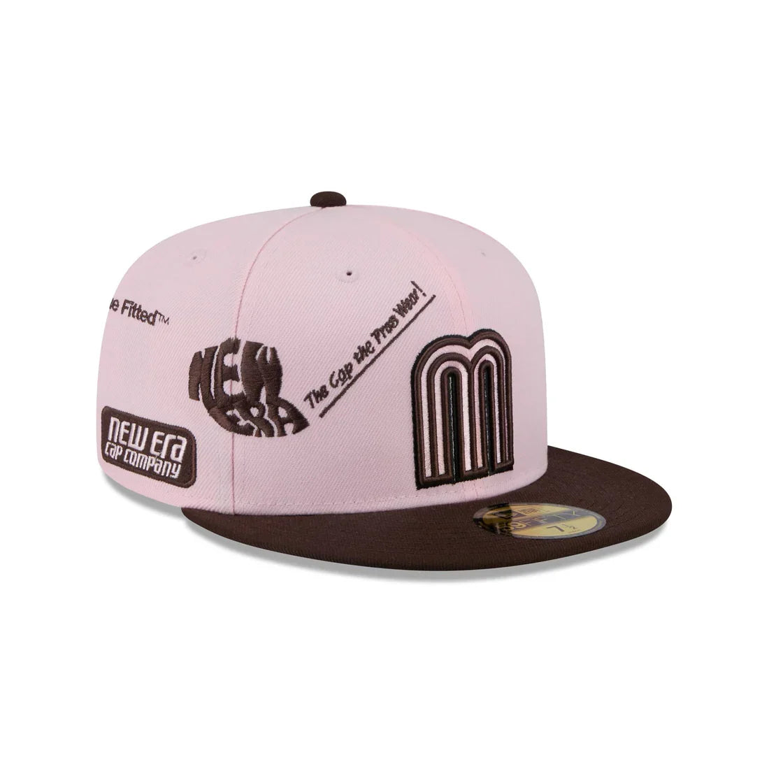 New Era Mexico Anniversary Logos 59FIFTY Fitted Hat-Pink/Brown product image 1, provided for visual reference and product