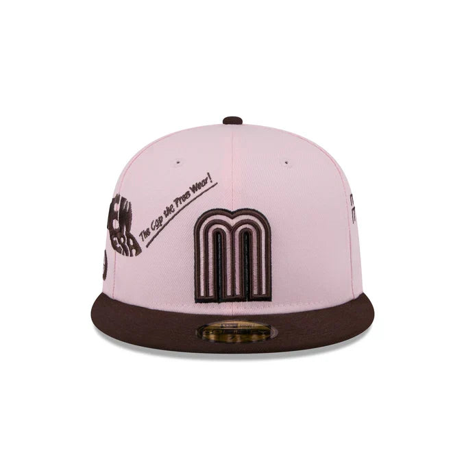 New Era Mexico Anniversary Logos 59FIFTY Fitted Hat-Pink/Brown product image 3, provided for visual reference and product