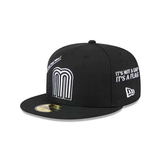 New Era Mexico Anniversary Logos 59FIFTY Fitted Hat-Black/White product image 2, provided for visual reference and product
