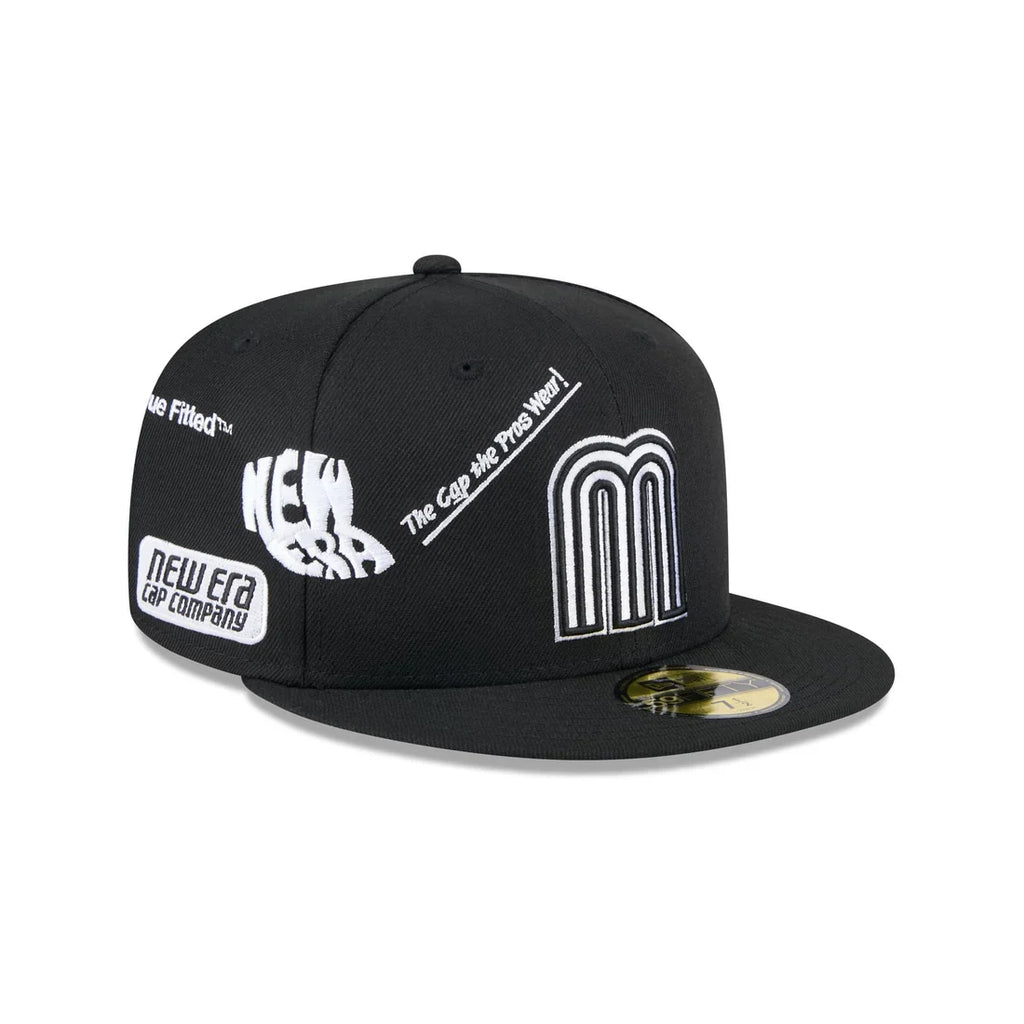 New Era Mexico Anniversary Logos 59FIFTY Fitted Hat-Black/White product image 1, provided for visual reference and product