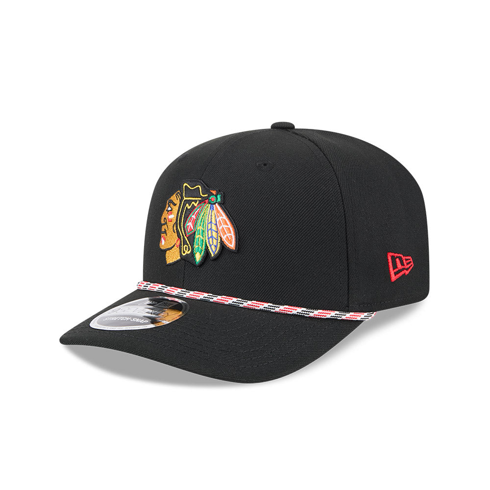 Chicago Blackhawks New Era 9SEVENTY Black Multi-Rope Stretch-Snap Adjustable Hat product image 1, provided for visual