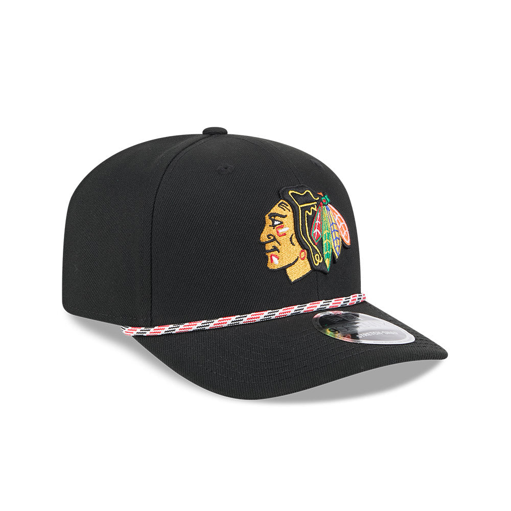 Chicago Blackhawks New Era 9SEVENTY Black Multi-Rope Stretch-Snap Adjustable Hat product image 3, provided for visual