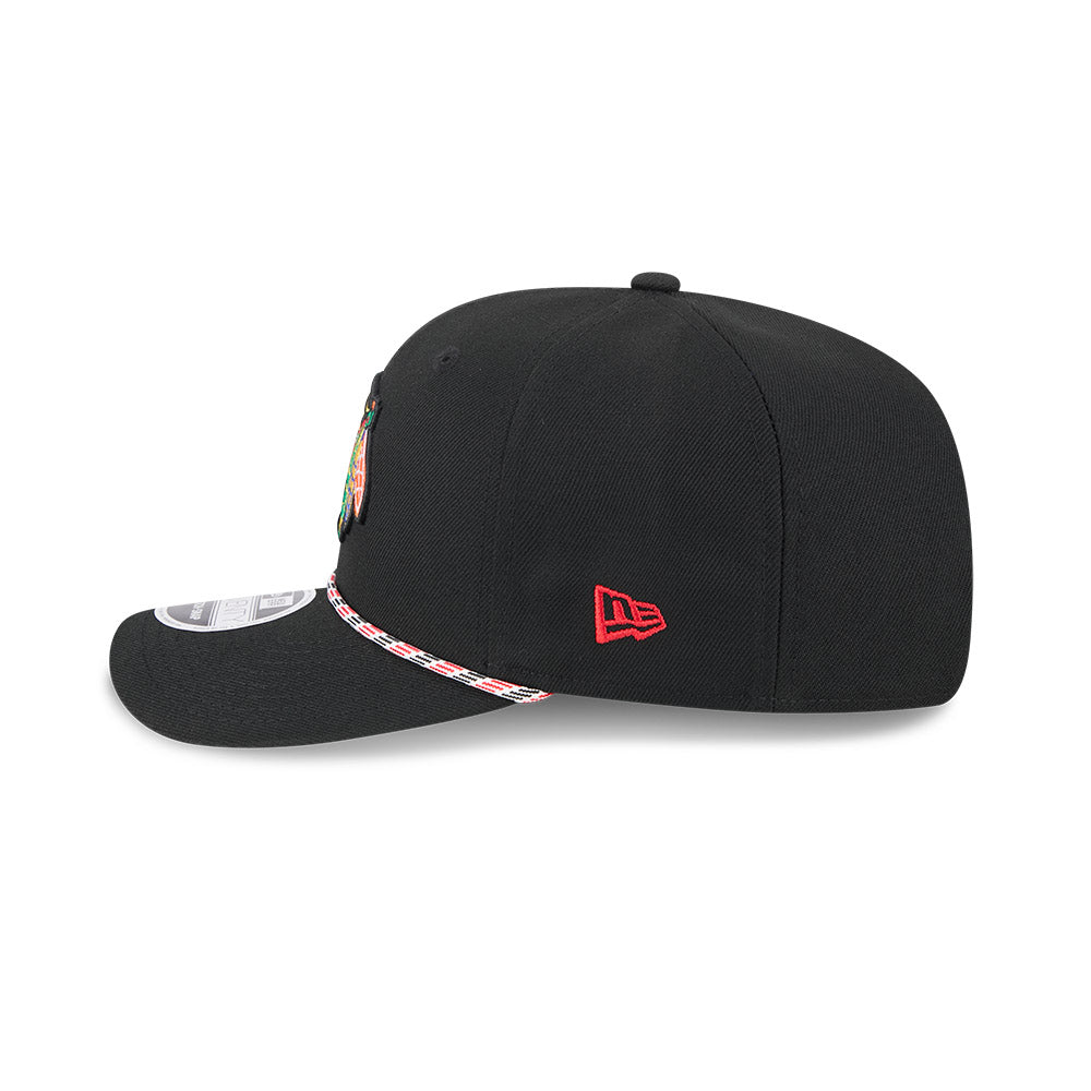 Chicago Blackhawks New Era 9SEVENTY Black Multi-Rope Stretch-Snap Adjustable Hat product image 5, provided for visual