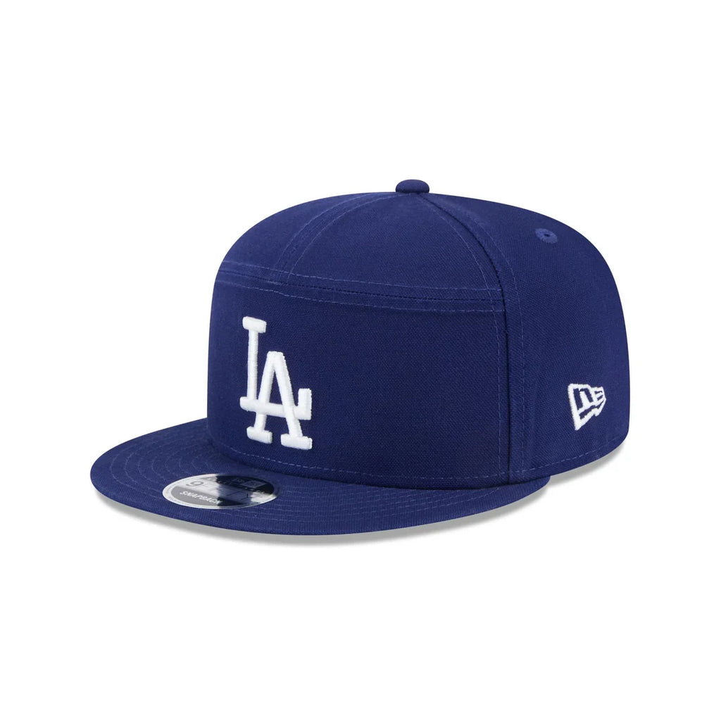 New Era Los Angeles Dodgers Cotton Canvas 9FIFTY Split Panel Trucker Hat product image 2, provided for visual reference and