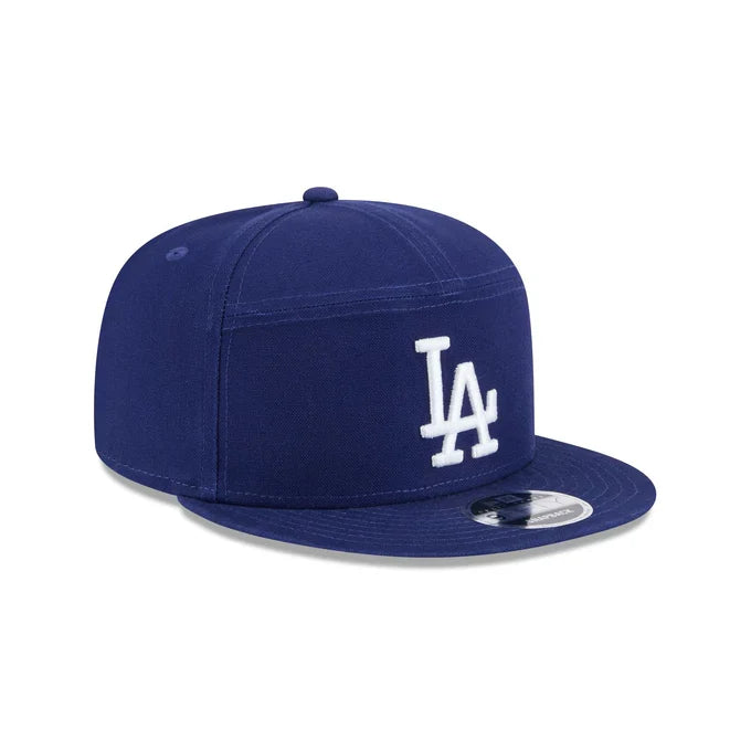 New Era Los Angeles Dodgers Cotton Canvas 9FIFTY Split Panel Trucker Hat product image 1, provided for visual reference and