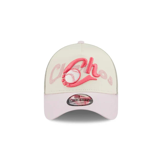 New Era Charros de Jalisco Alternative Logo A-Frame 9FORTY Adjustable Trucker Hat-Pink product image 3, provided for visual