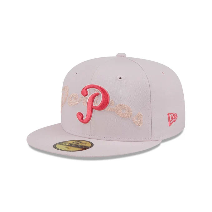 New Era Pericos De Puebla Wordmark 59FIFTY Fitted Hat-Pink product image 2, provided for visual reference and product detail