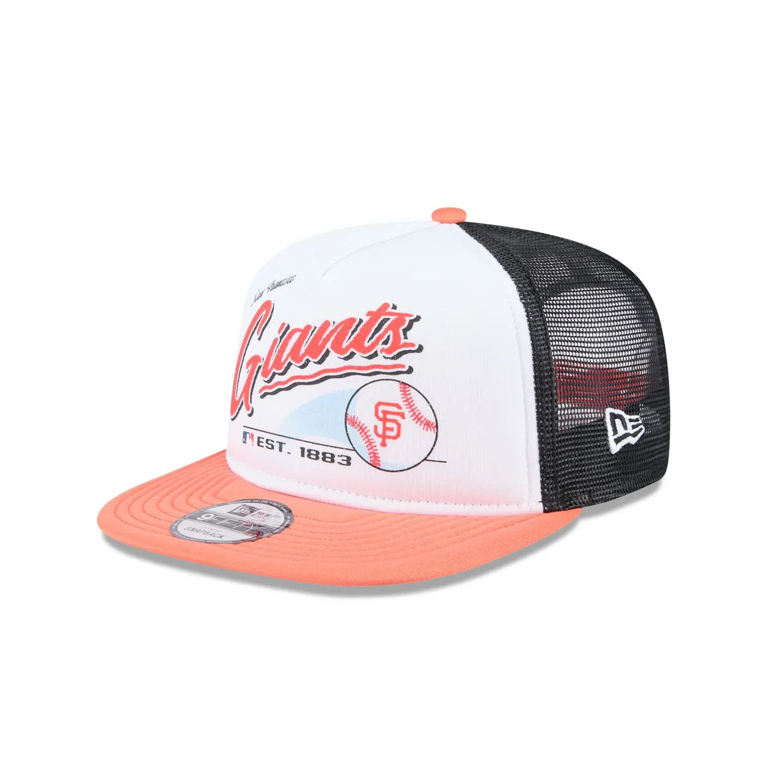 New Era San Francisco Giants Retro Script 9FIFTY A-Frame Snapback Trucker product image 2, provided for visual reference and