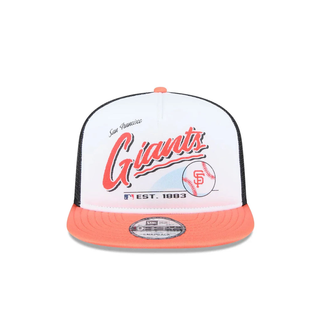 New Era San Francisco Giants Retro Script 9FIFTY A-Frame Snapback Trucker product image 3, provided for visual reference and