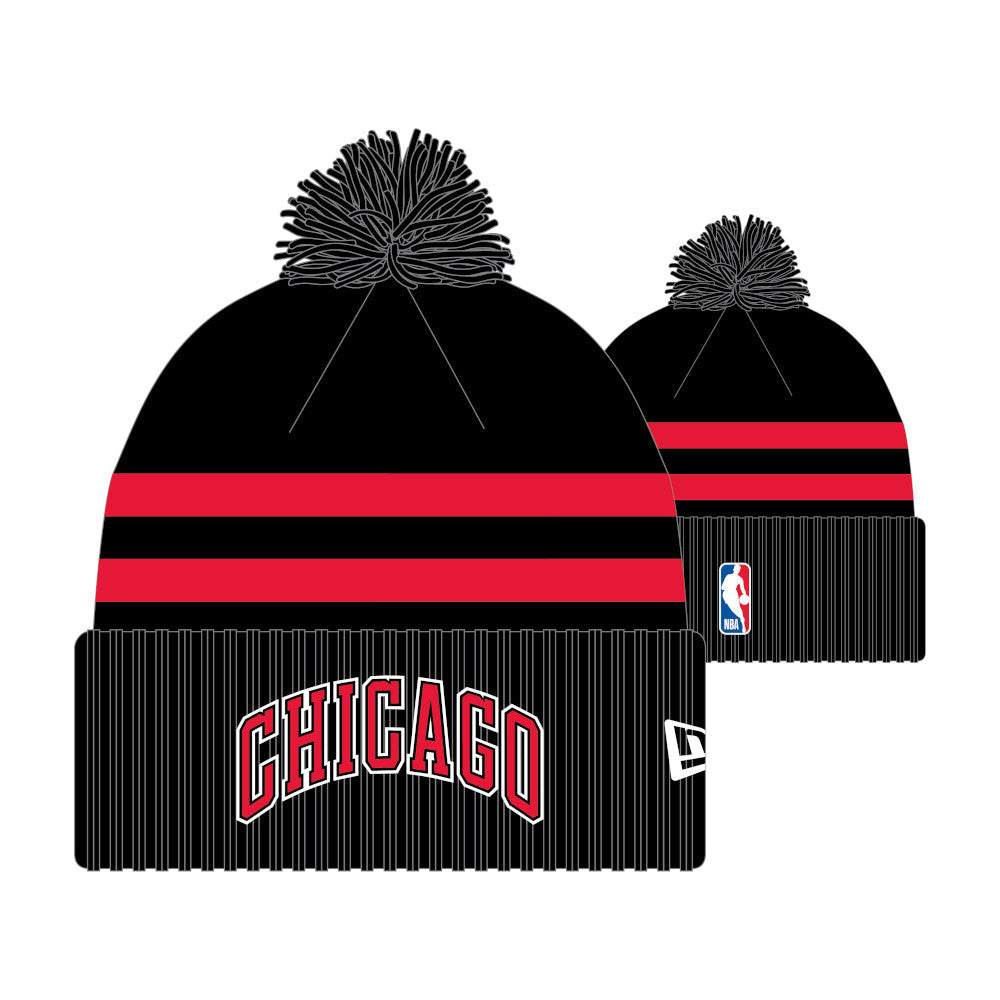 Chicago Bulls Black Statement Winter Pom Knit Hat product image 1, provided for visual reference and product detail review