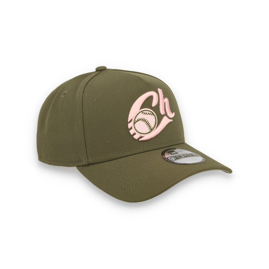 New Era Charros de Jalisco A-Frame 9FORTY Adjustable Hat-Olive/Pink product image 6, provided for visual reference and
