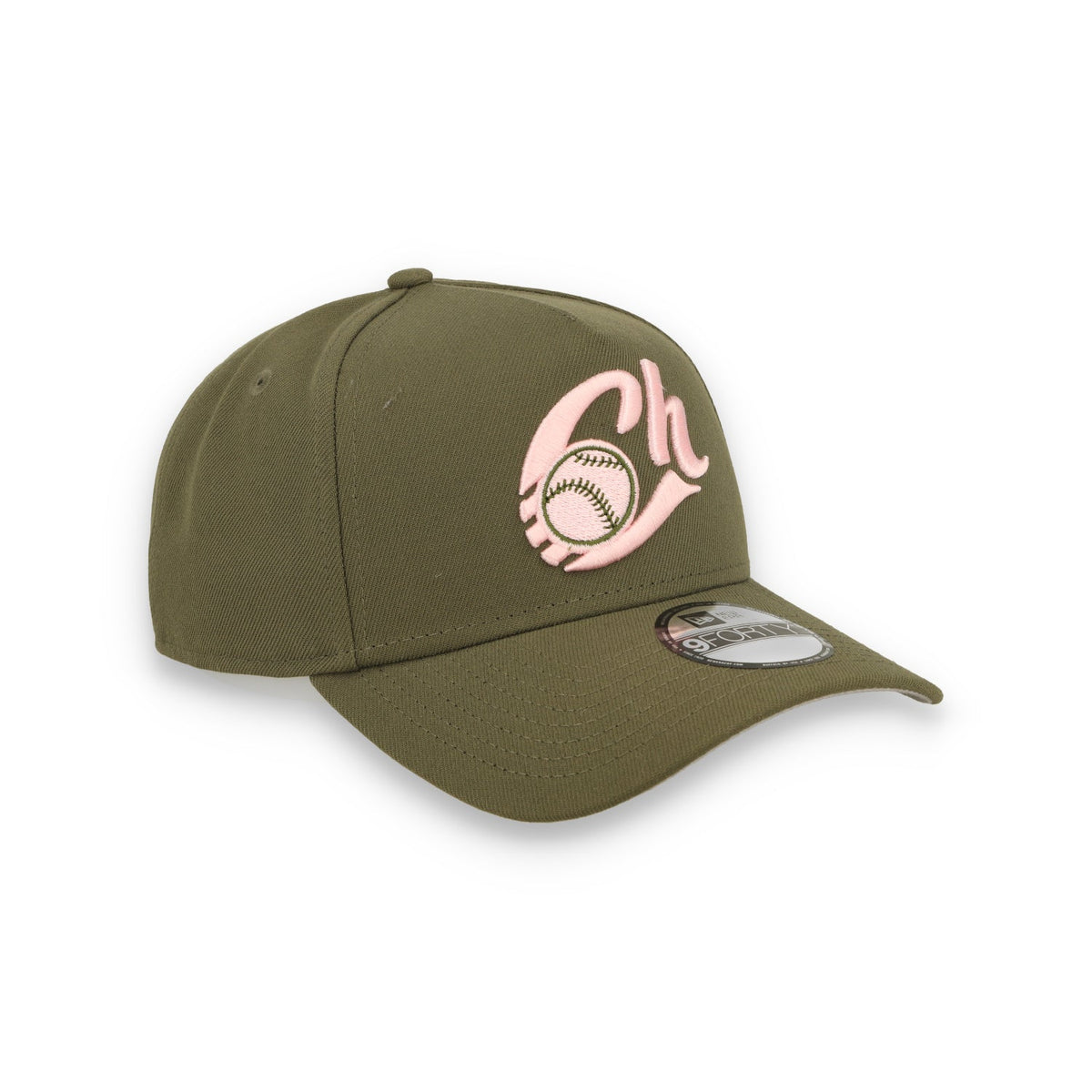 New Era Charros de Jalisco A-Frame 9FORTY Adjustable Hat-Olive/Pink product image 6, provided for visual reference and