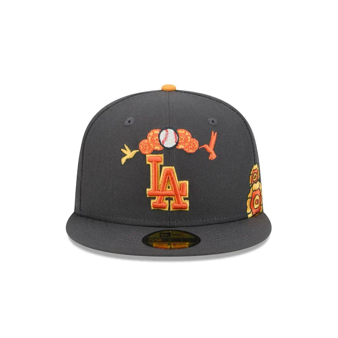 New Era Los Angeles Dodgers Day of the Dead 59FIFTY Fitted Hat-Graphite product image 3, provided for visual reference and