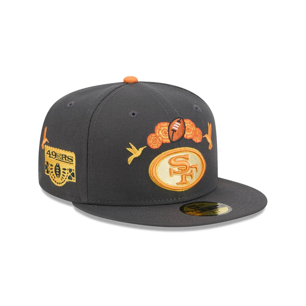 New Era San Francisco 49ers Day Of The Dead 59FIFTY Fitted Hat- Graphite product image 1, provided for visual reference and