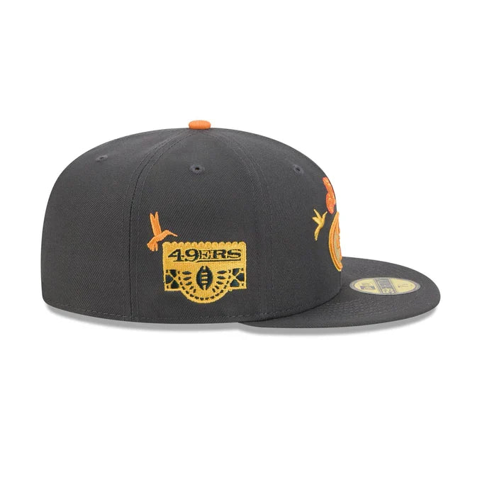 New Era San Francisco 49ers Day Of The Dead 59FIFTY Fitted Hat- Graphite product image 4, provided for visual reference and