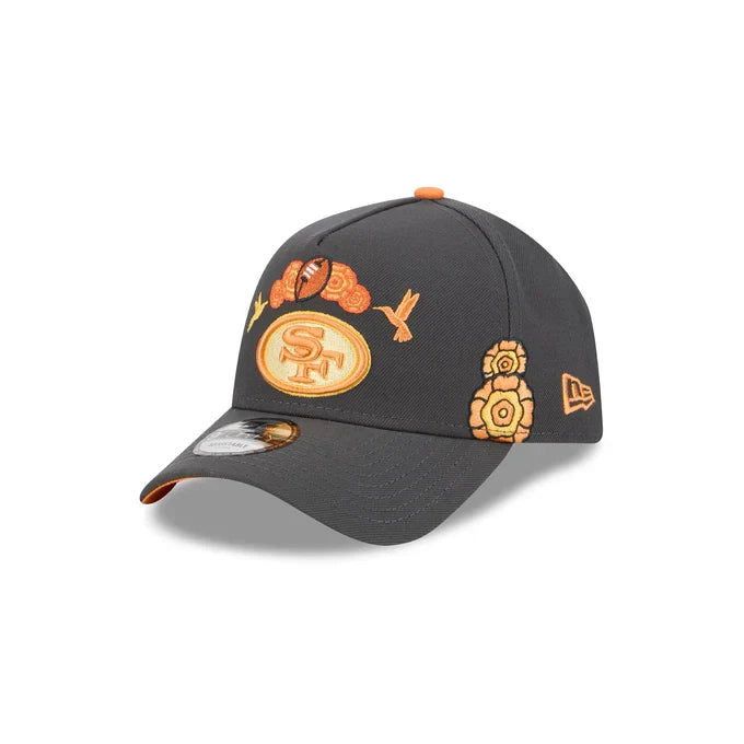 New Era San Francisco 49ers Day Of the Dead 9FORTY A-Frame Adjustable Hat-Graphite product image 2, provided for visual