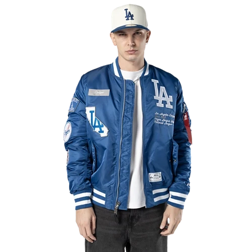 New Era Alpha Industries Los Angeles Dodgers Bomber Jacket - Royal product image 3, provided for visual reference and