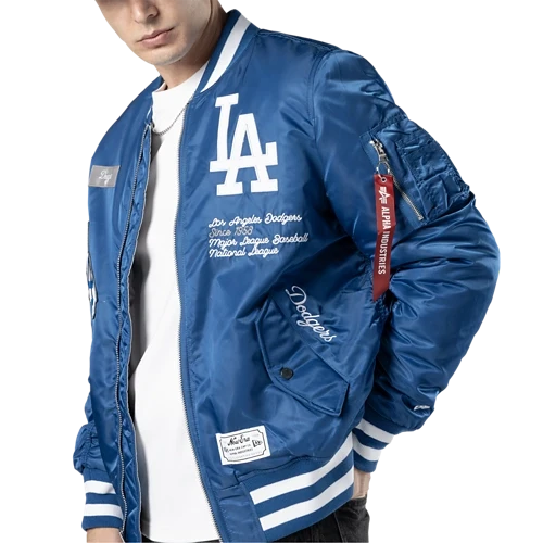 New Era Alpha Industries Los Angeles Dodgers Bomber Jacket - Royal product image 6, provided for visual reference and