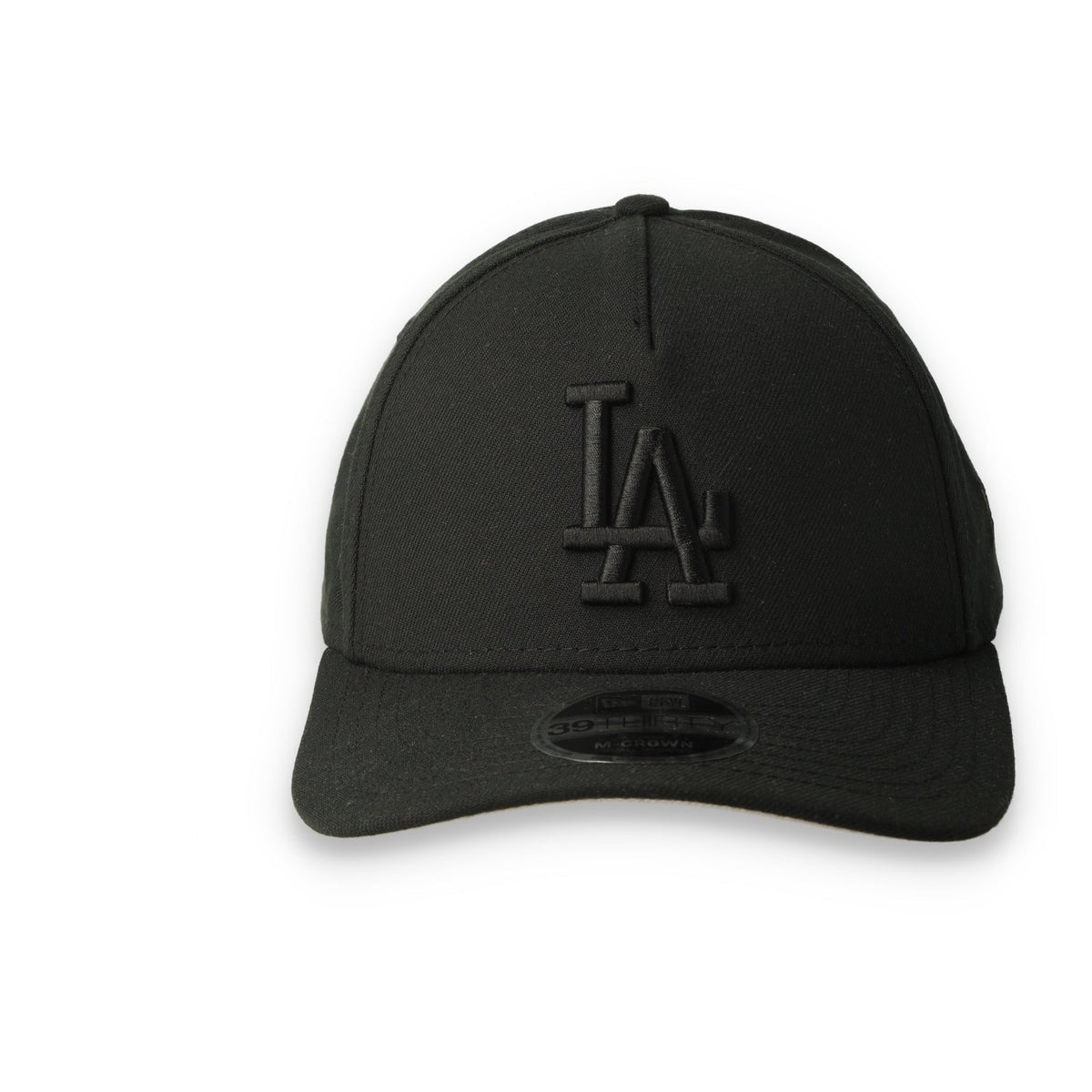 New Era Los Angeles Dodgers 39THIRTY M-Crown A-Frame Stretch Fit Hat-Black/Black product image 2, provided for visual