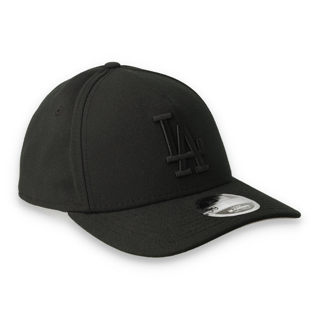 New Era Los Angeles Dodgers 39THIRTY M-Crown A-Frame Stretch Fit Hat-Black/Black product image 6, provided for visual