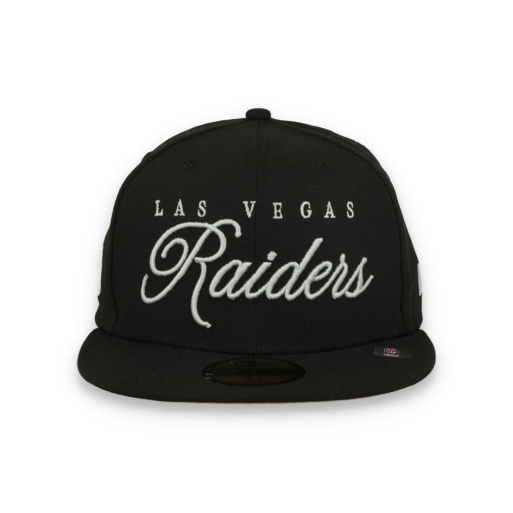 New Era Las Vegas Raiders Scripted 59FIFTY Fitted Hat-Black/Black product image 3, provided for visual reference and product