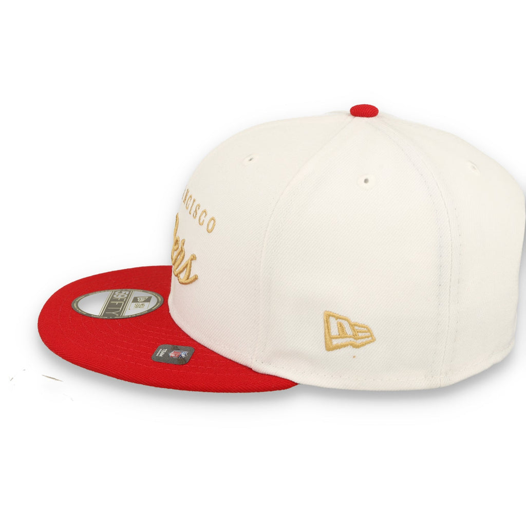 New Era San Francisco 49ers Scripted 59FIFTY Fitted Hat-White/Red product image 5, provided for visual reference and product