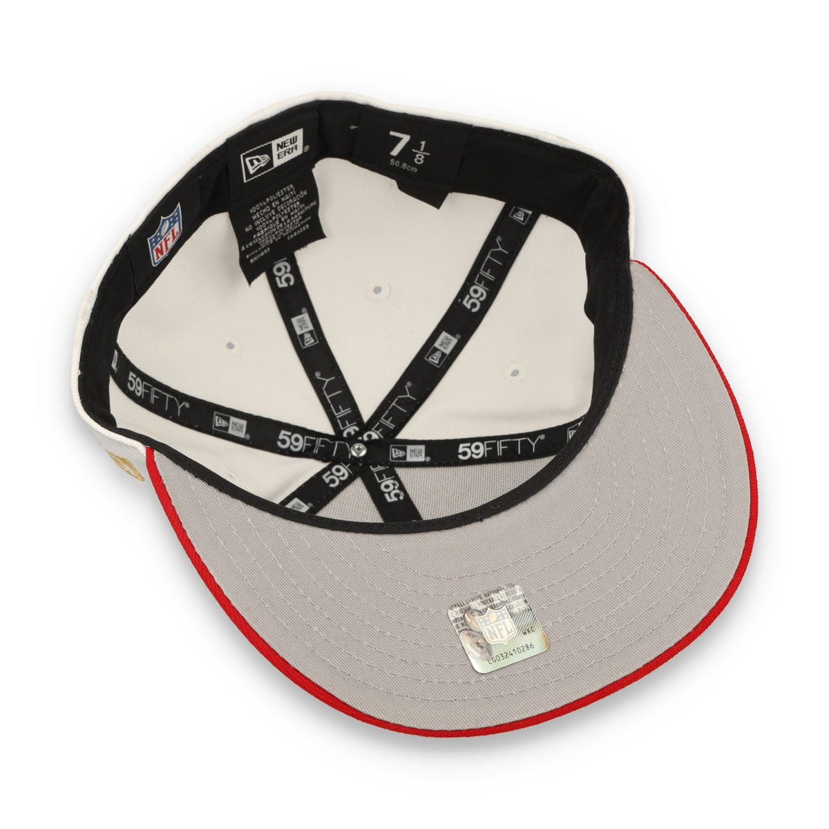 New Era San Francisco 49ers Scripted 59FIFTY Fitted Hat-White/Red product image 7, provided for visual reference and product