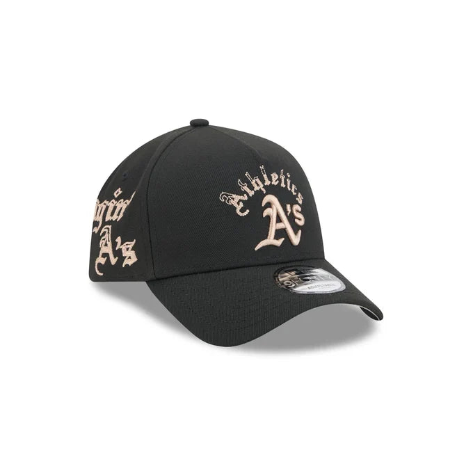 New Era Athletics Gothic Lettering 9FORTY A-Frame Snapback product image 2, provided for visual reference and product detail