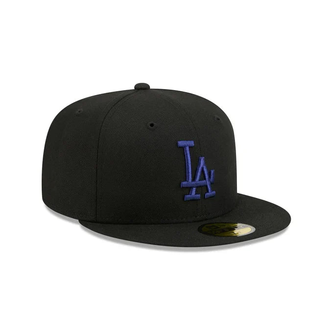 New Era Los Angeles Dodgers 59FIFTY Fitted Hat - BLK/OBS product image 1, provided for visual reference and product detail