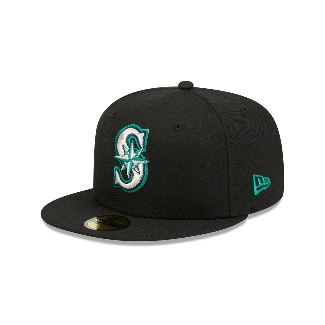 New Era Seattle Mariners Black Basic 59FIFTY Fitted product image 2, provided for visual reference and product detail review