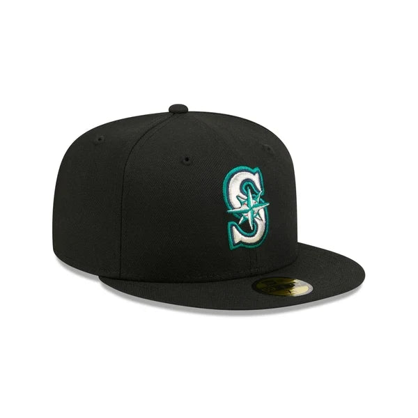 New Era Seattle Mariners Black Basic 59FIFTY Fitted product image 1, provided for visual reference and product detail review