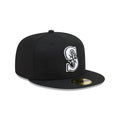 New Era Seattle Mariners Black On Black White Outline 59Fifty Color Basic Fitted product image 1, provided for visual