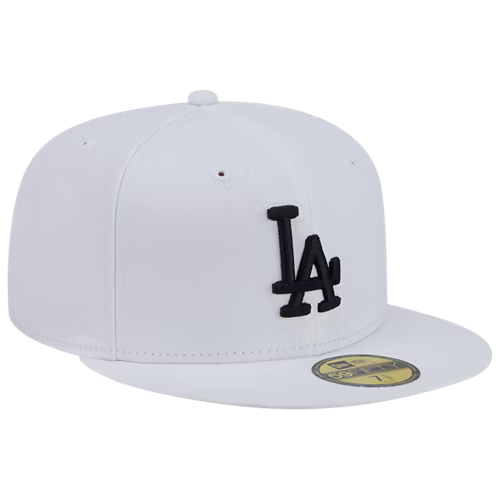 New Era Los Angeles Dodgers 59FIFTY Fitted Hat - White/Blk product image 1, provided for visual reference and product detail