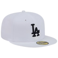 New Era Los Angeles Dodgers 59FIFTY Fitted Hat - White/Blk product image 1, provided for visual reference and product detail