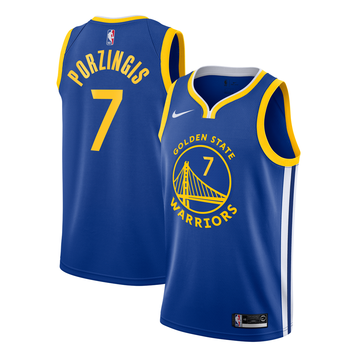 Golden State Warriors Nike Icon Edition Swingman Jersey - Royal - Kristaps Porziņģis - Youth product image 1, provided for