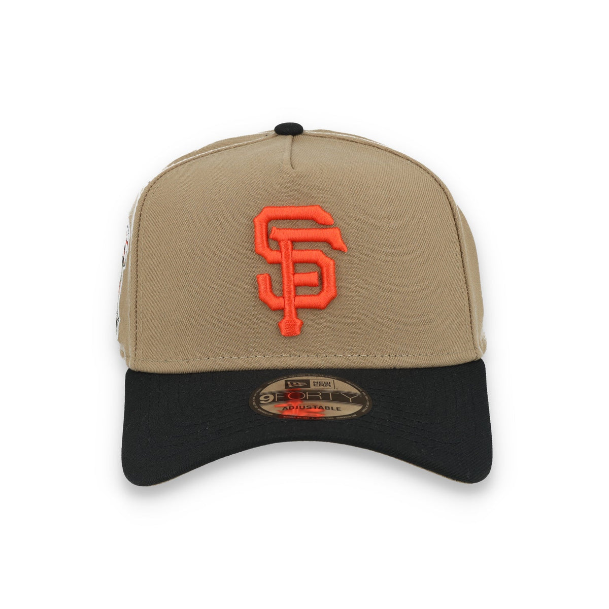 New Era San Francisco Giant 50th Anniversary Side Patch A Frame 9FORTY Adjustable Hat-Khaki product image 2, provided for