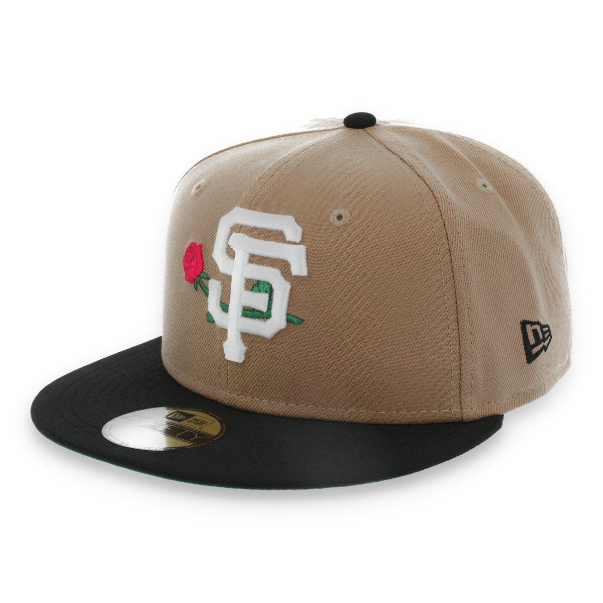 New Era San Francisco Giants Rose 1989 Battle Of The Bay Side patch 59FIFTY Fitted Hat-Khaki product image 3, provided for