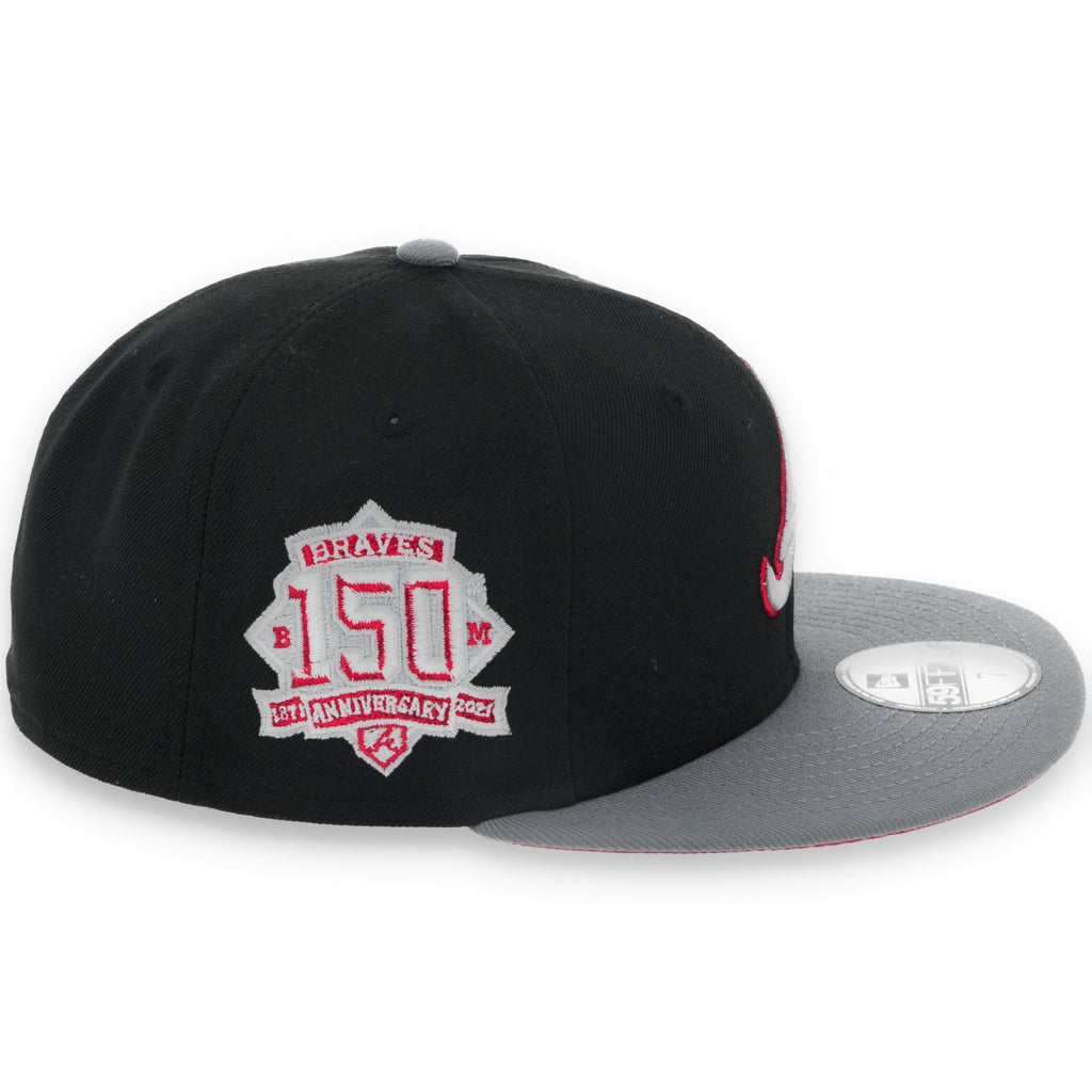 New Era Atlanta Braves 150th Anniversary Series Side Patch Metallic 59FIFTY Fitted Hat- Black/Grey/Red product image 3,