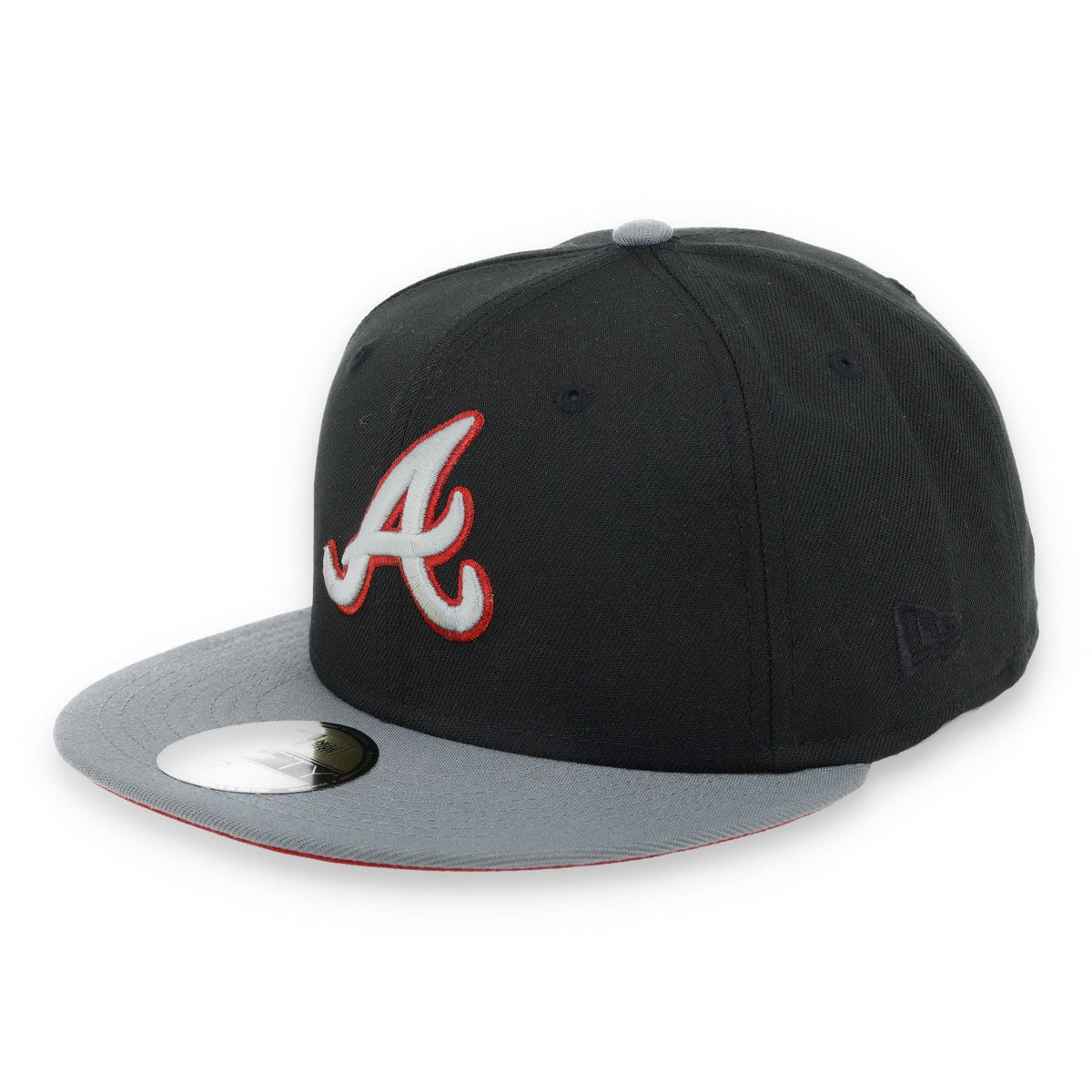 New Era Atlanta Braves 150th Anniversary Series Side Patch Metallic 59FIFTY Fitted Hat- Black/Grey/Red product image 6,