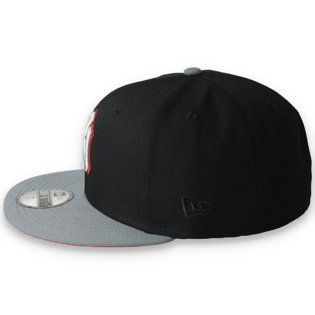 New Era New York Yankees 100th Anniversary Series Side Patch Metallic 59FIFTY Fitted Hat- Black/Grey/Red product image 3,