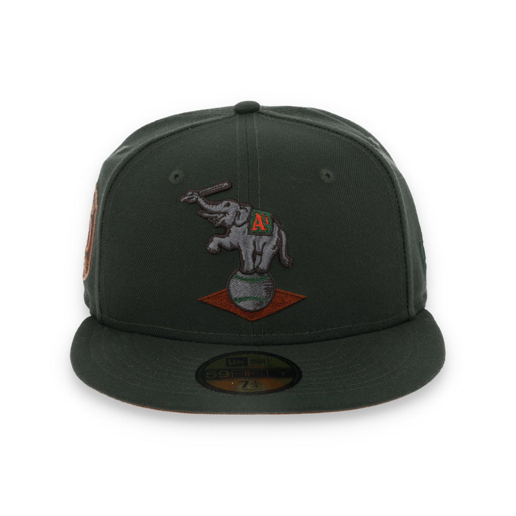 New Era Oakland Athletics 50th Anniversary Patch 59FIFTY Fitted Hat-Dark Seaweed/Peanut product image 2, provided for visual