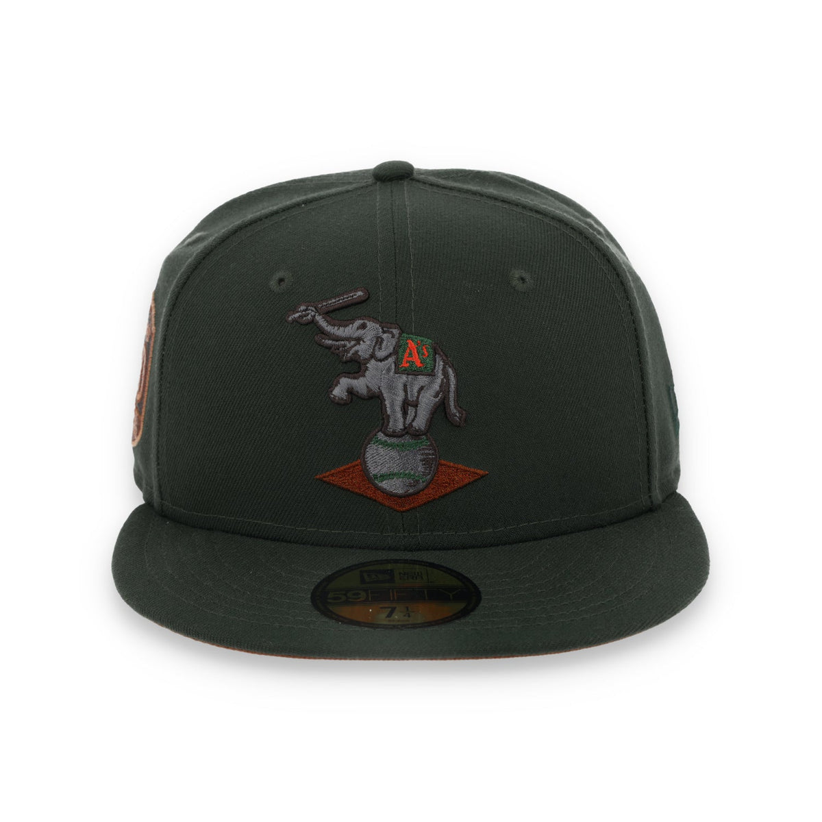 New Era Oakland Athletics 50th Anniversary Patch 59FIFTY Fitted Hat-Dark Seaweed/Peanut product image 2, provided for visual