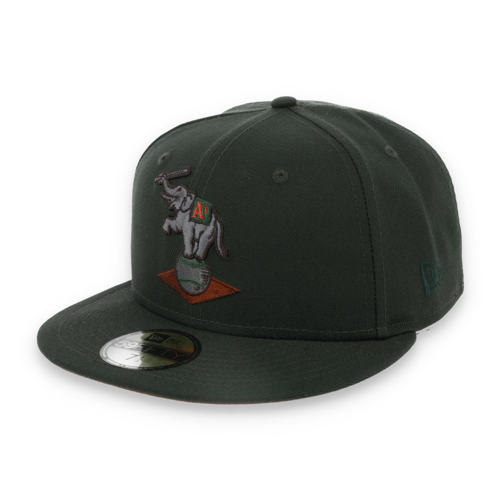 New Era Oakland Athletics 50th Anniversary Patch 59FIFTY Fitted Hat-Dark Seaweed/Peanut product image 3, provided for visual