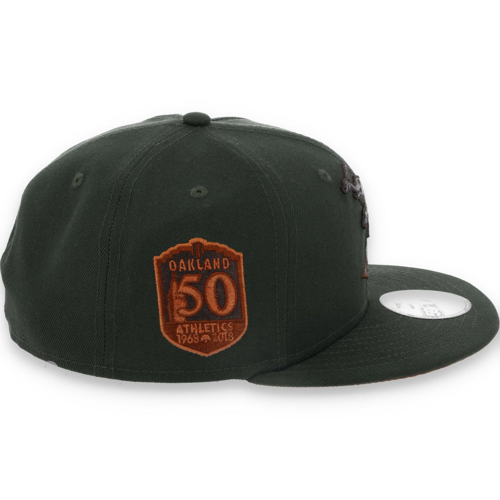 New Era Oakland Athletics 50th Anniversary Patch 59FIFTY Fitted Hat-Dark Seaweed/Peanut product image 6, provided for visual