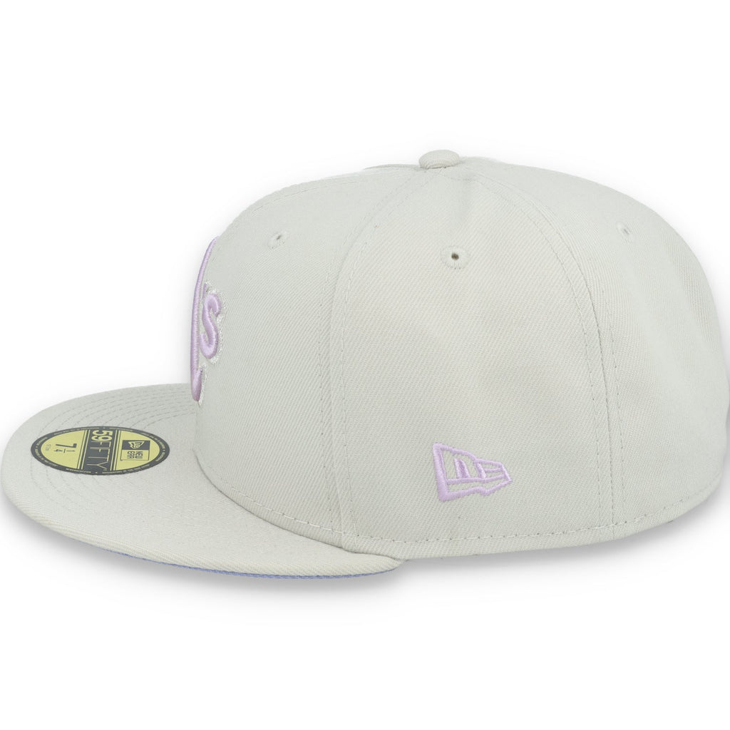 New Era Oakland Athletics Floral Side Patch 59FIFTY Fitted Hat-Stone/Lavender product image 4, provided for visual reference